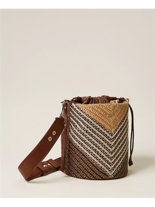 Borsa a secchiello jacquard in rafia TWINSET | TD8502/13504